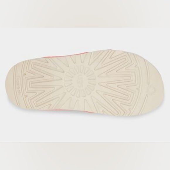 Ugg Fuzz Sugar Terry Cross Slide Sandals Peach Bliss - Picture 6 of 7